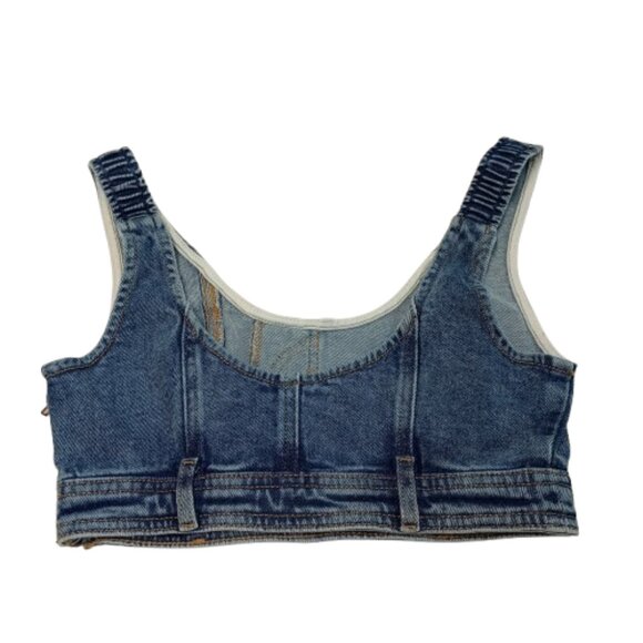Women's Scoop Neck Reworked Denim Tiny Vest - Wild Fable NWT - Picture 7 of 8